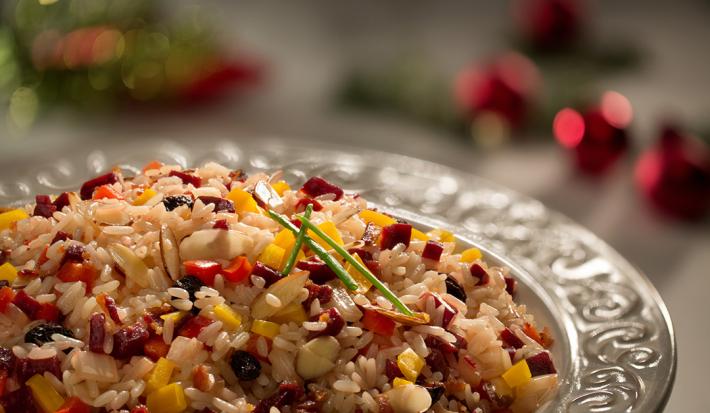 Arroz Navideño con Tocineta y Remolacha