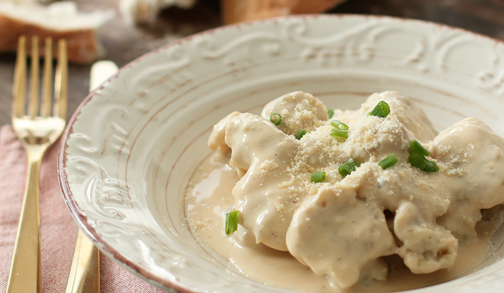 Ñoquis de Berenjena en Salsa Blanca