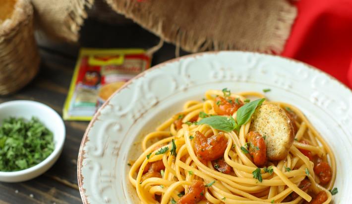 Camarones Al Ajillo Con Pasta