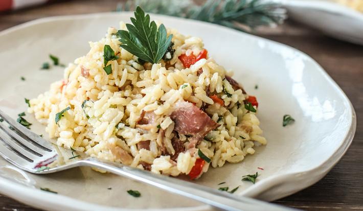 Arroz con Espinaca y Tocineta